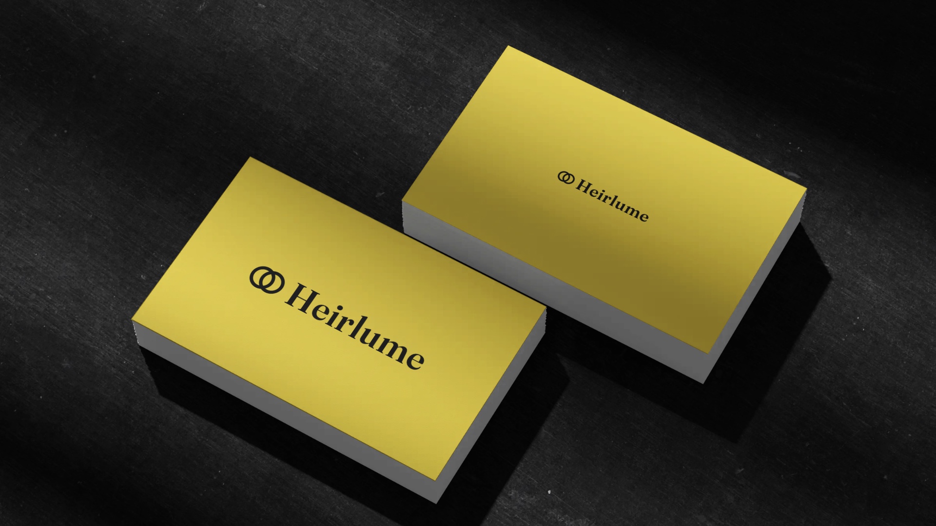 Heirlume business cards in yellow