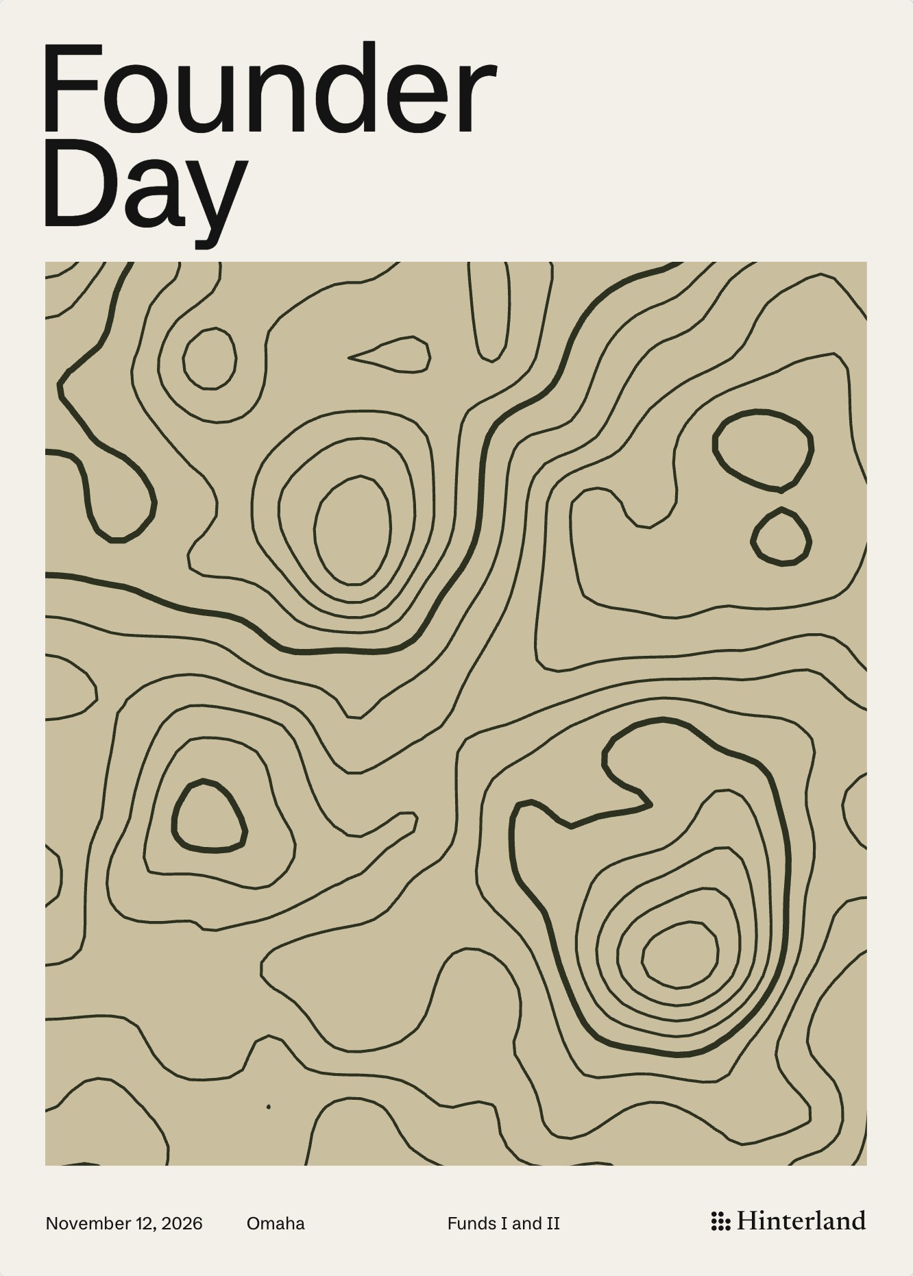 A Founder Day poster on a khaki trail map texture