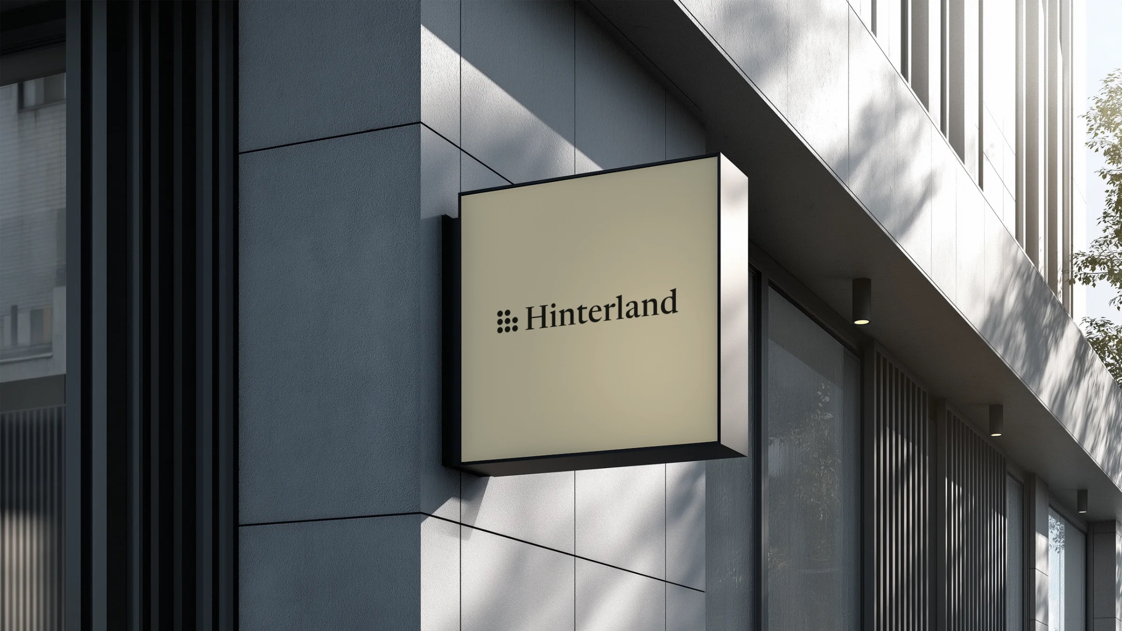 The Hinterland sign on a building corner