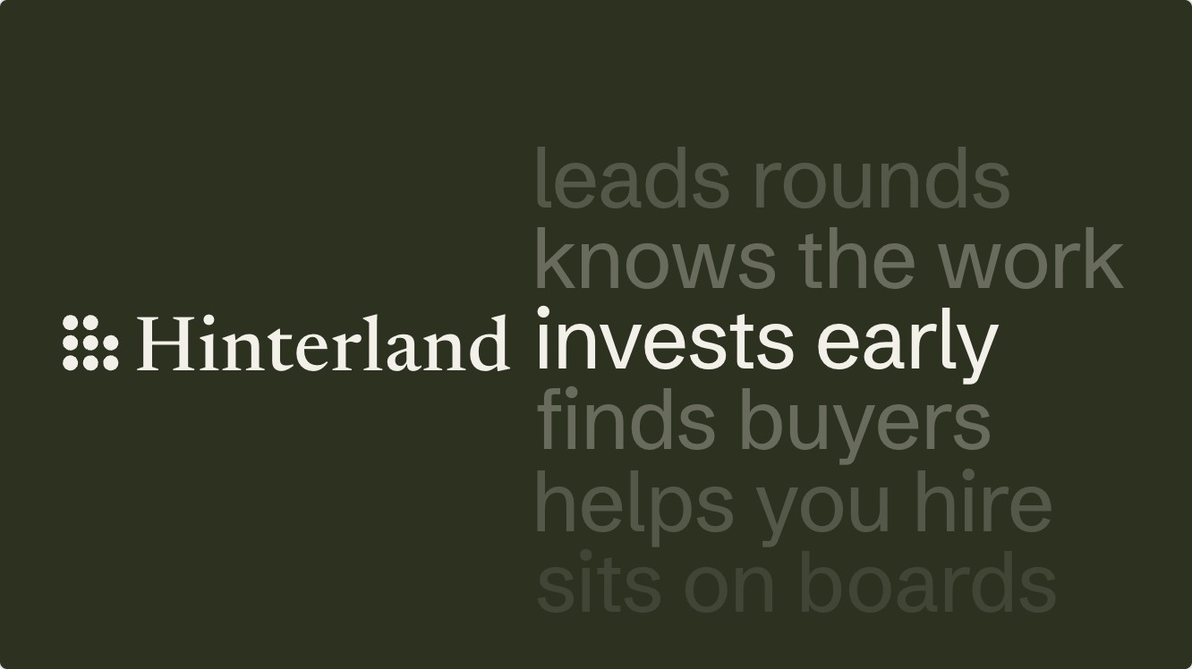 What the firm does, as a rolling list: invests early, knows the work, finds buyers