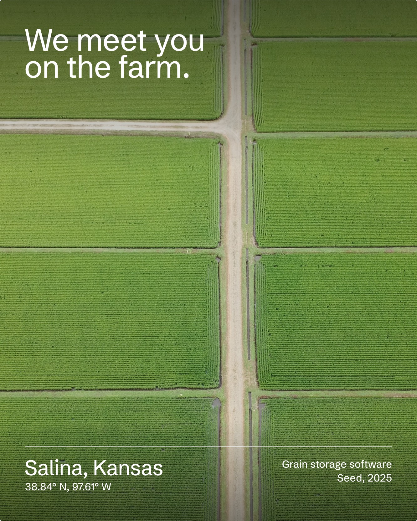 We meet you on the farm: Salina, Kansas, with its coordinates