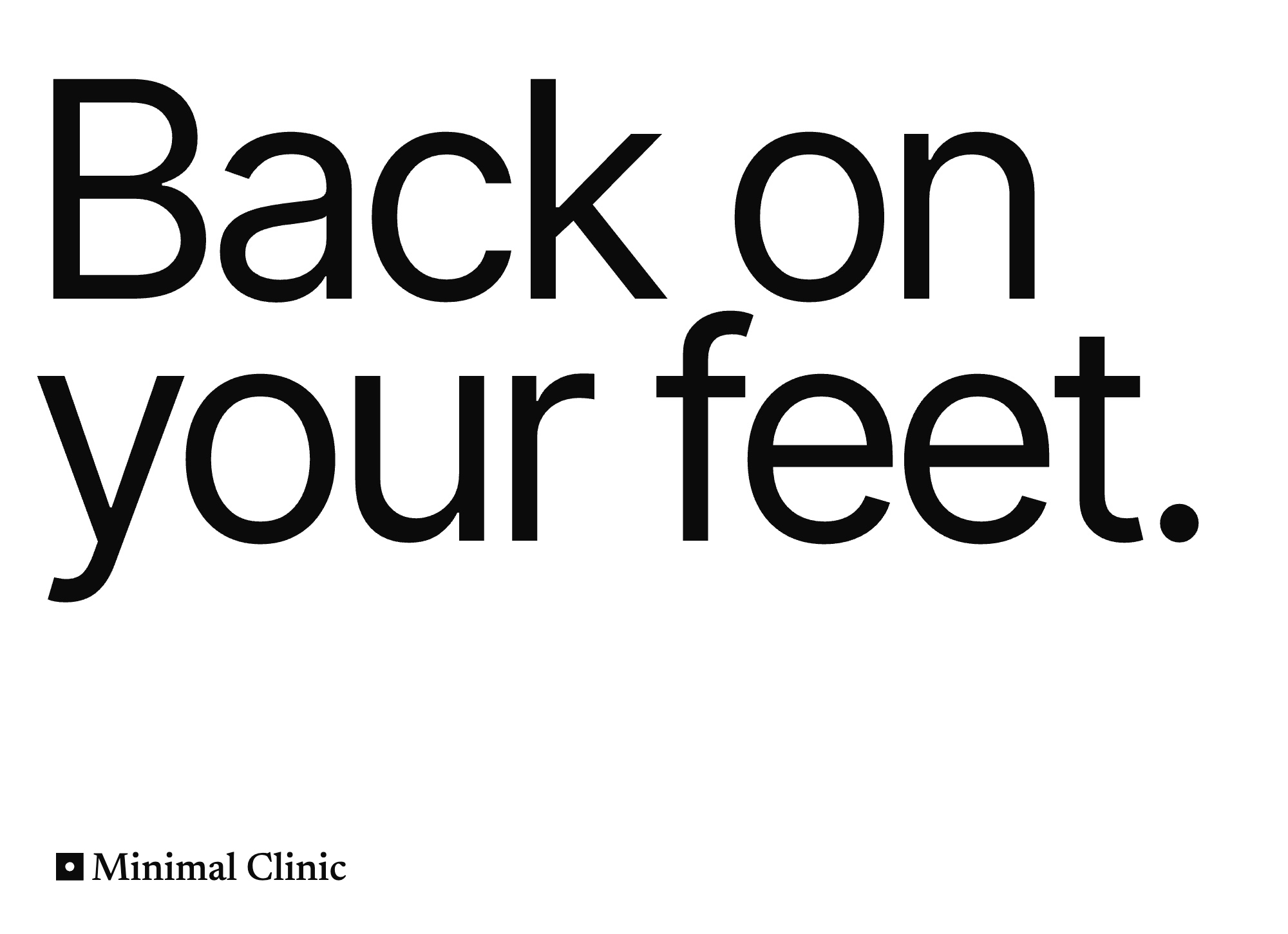 Back on your feet, set large on white