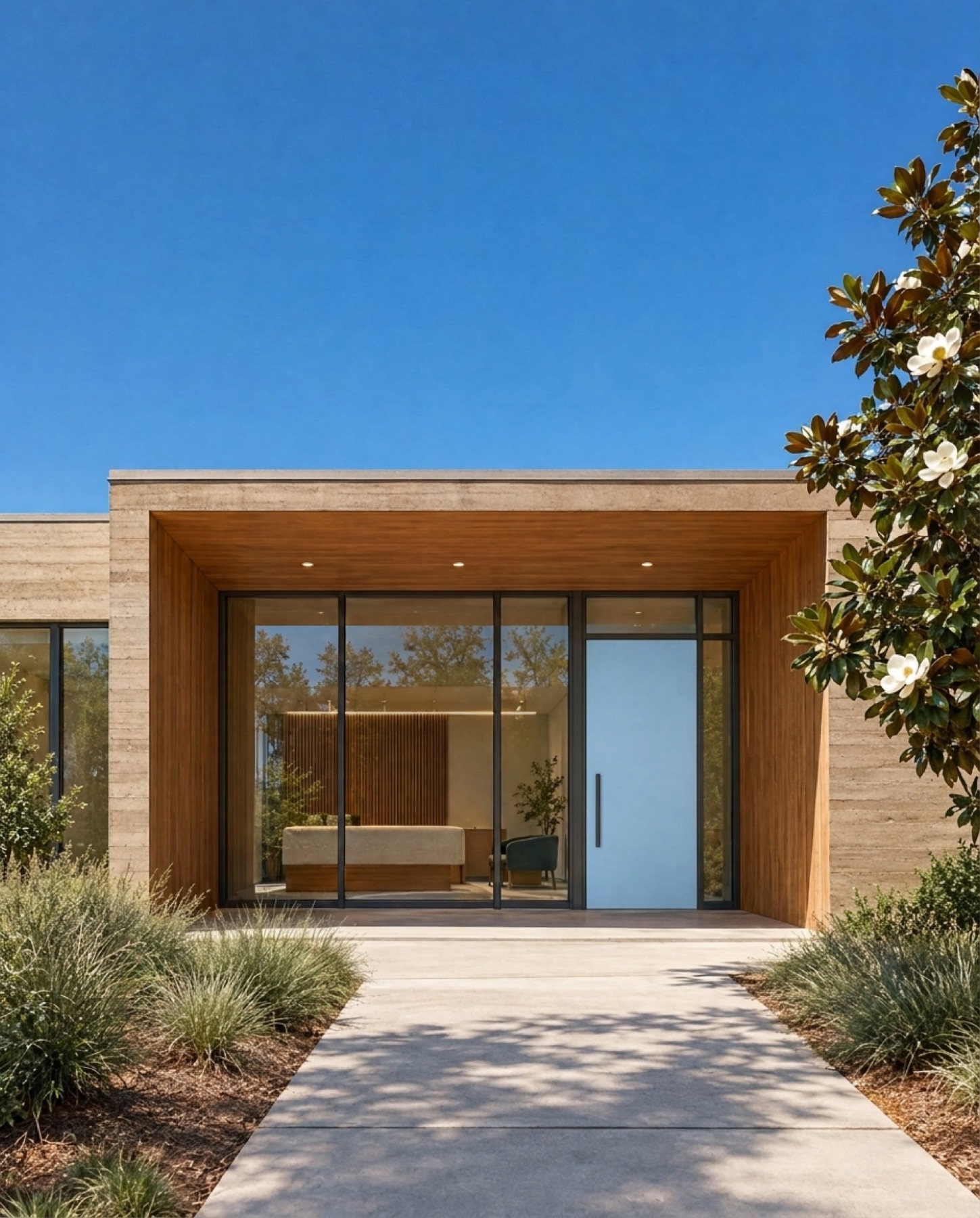 The clinic building at noon